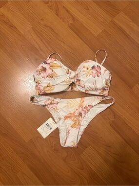 Rhythm. Floral White and Pink Two-Piece Bikini